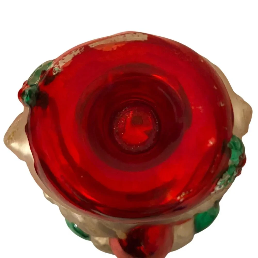 Dept 56 Handblown Glass Santa Claus Candleholder Figurine Vintage Christmas Red‎